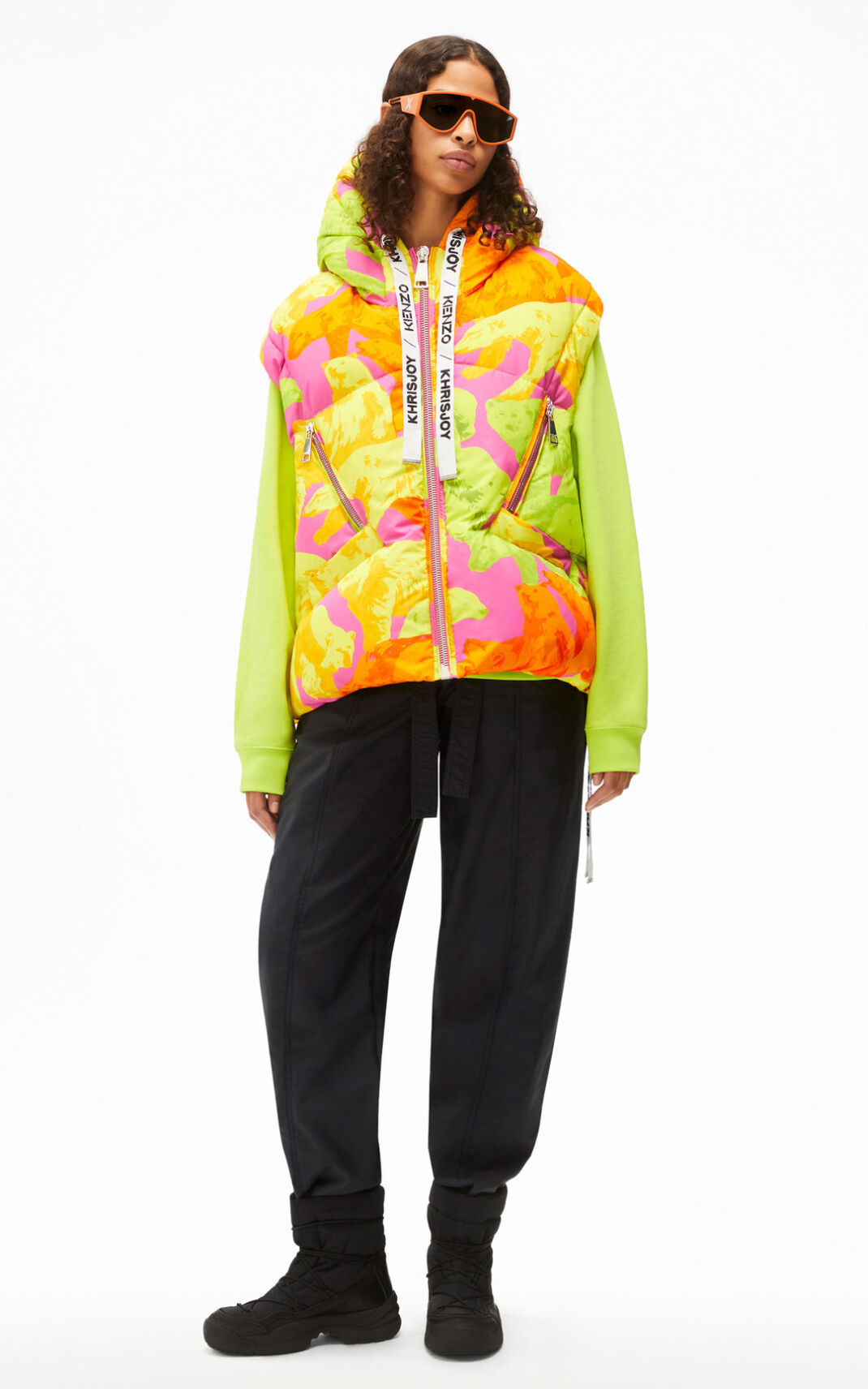 Vestes Kenzo Neon Polar Bear Femme Vert Clair | LGON-30582